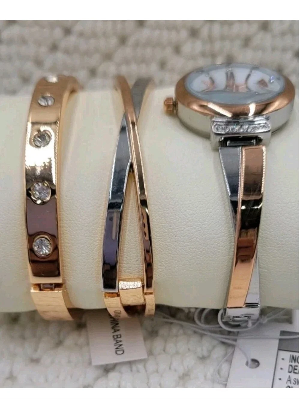 Anne Klein Women's Premium Crystal Accented Bangle Watch Set, AK/2245
